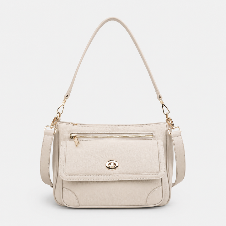 Turn Lock Flap Messenger Crossbody - Pebbled Leather