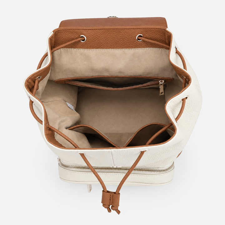 Pebbled Leather Flap Drawstring Backpack - Fits 11" iPad