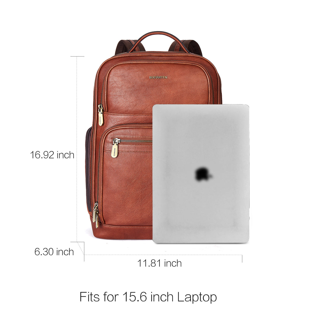 Stylish and Practical Inch Leather Laptop Backpack Black