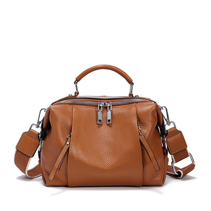 Nevin Genuine Leather Relaxed Boston Handbag