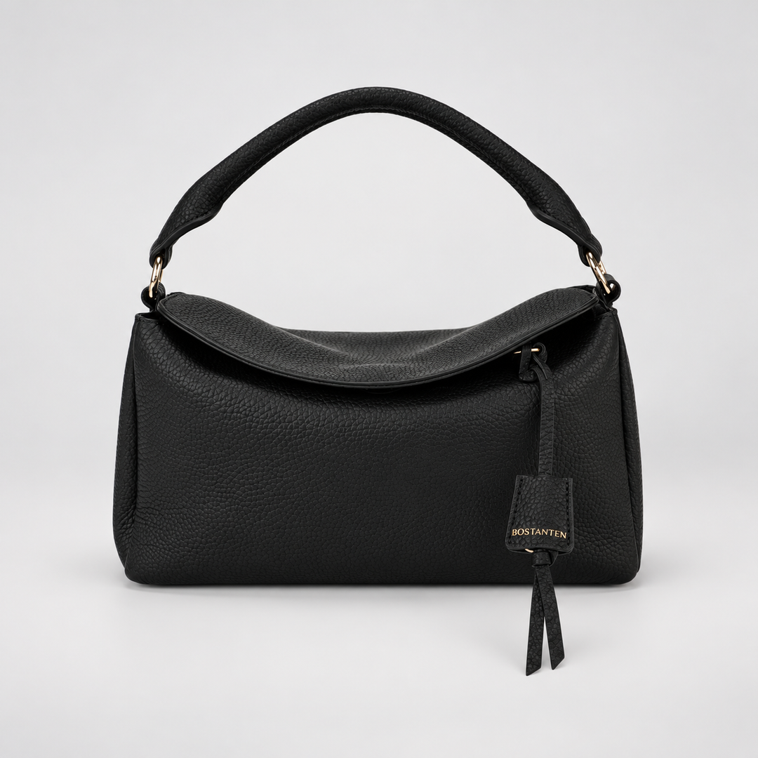 Magnetic Flap Soft Pillow Bag Handbag Crossbody - Pebbled Leather in Black - view 1
