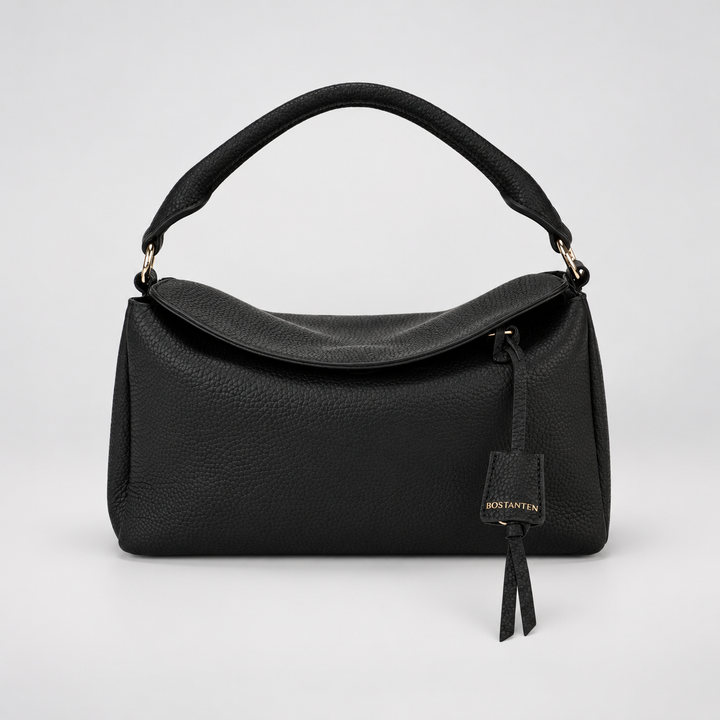 Magnetic Flap Soft Pillow Bag Handbag Crossbody - Pebbled Leather in Black - view 1