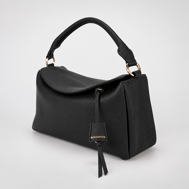 Magnetic Flap Soft Pillow Bag Handbag Crossbody - Pebbled Leather in Black - view 2