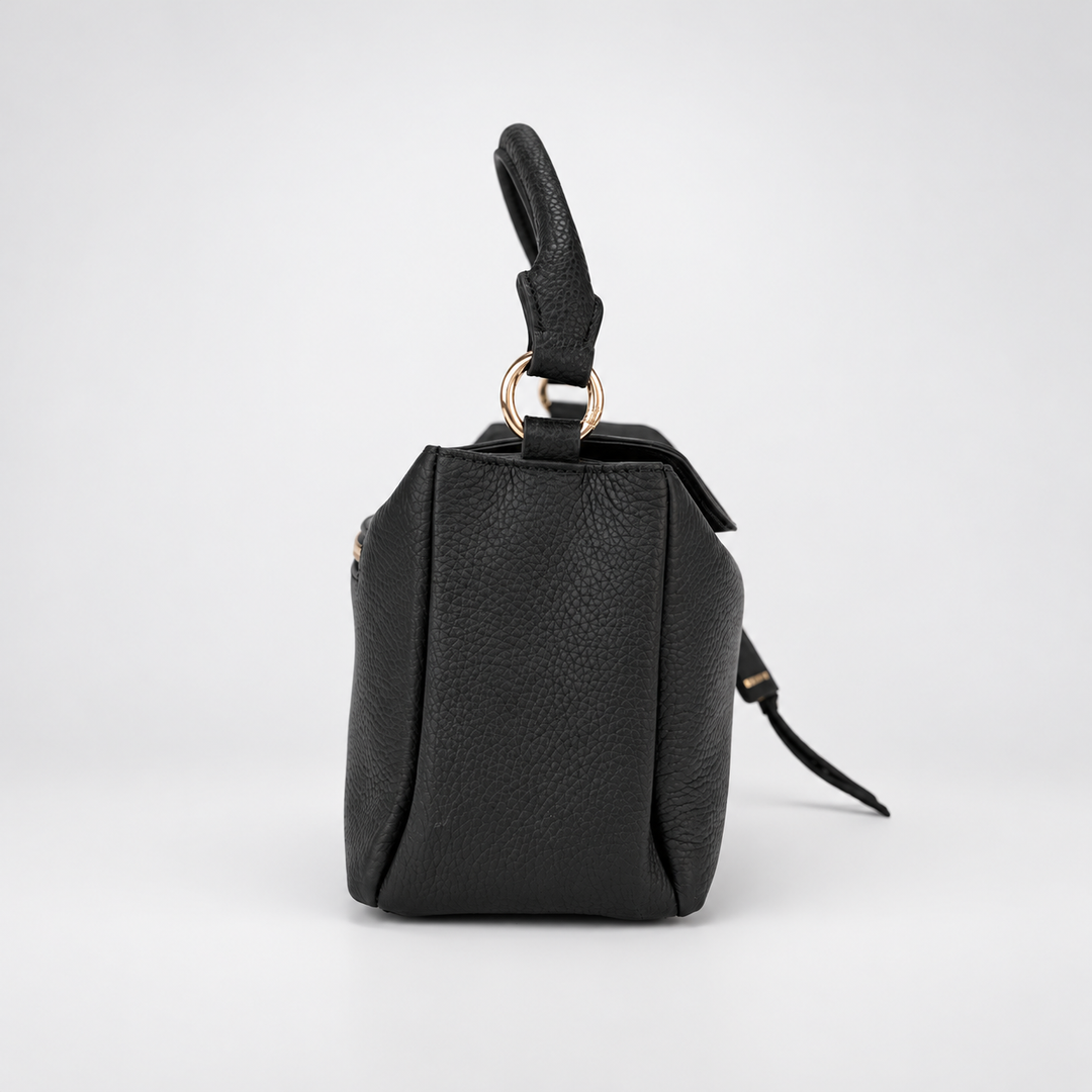 Magnetic Flap Soft Pillow Bag Handbag Crossbody - Pebbled Leather in Black - view 4