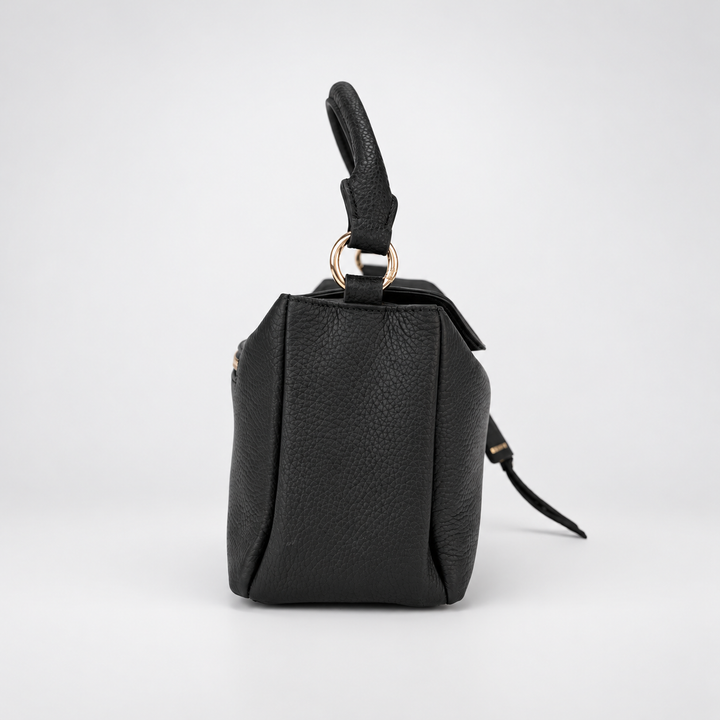 Magnetic Flap Soft Pillow Bag Handbag Crossbody - Pebbled Leather in Black - view 4
