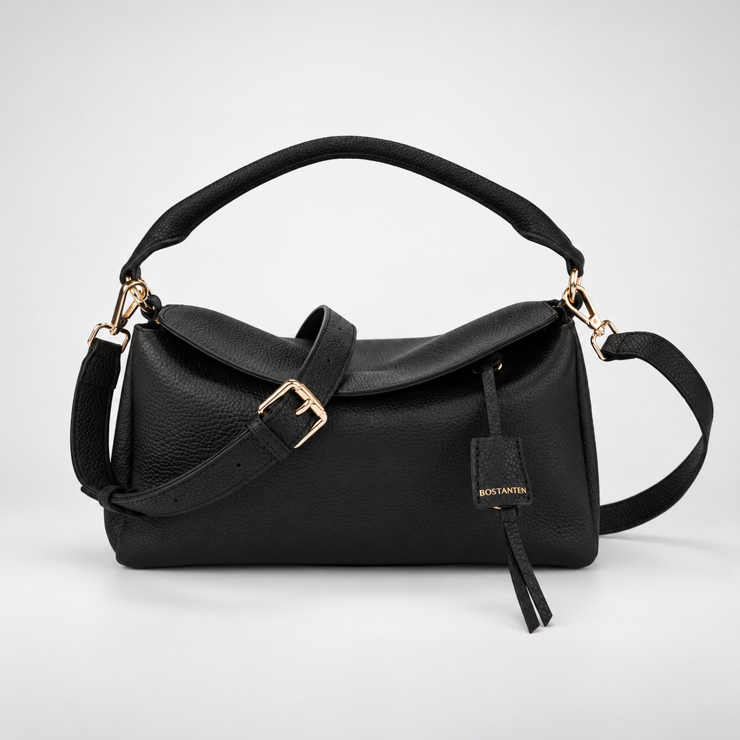 Magnetic Flap Soft Pillow Bag Handbag Crossbody - Pebbled Leather in Black - view 6