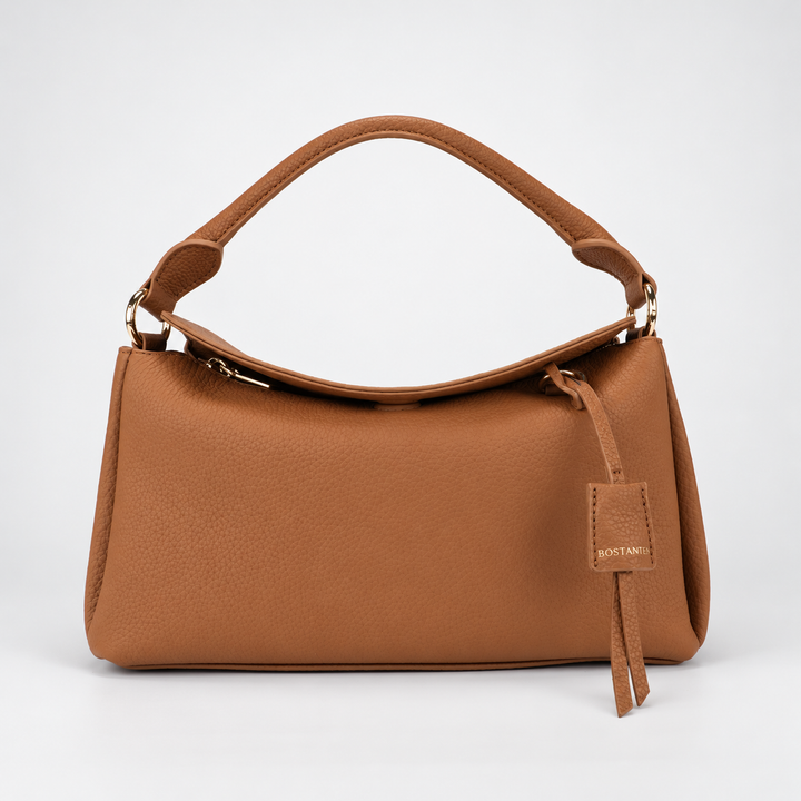 Magnetic Flap Soft Pillow Bag Handbag Crossbody - Pebbled Leather in Brown - view 1