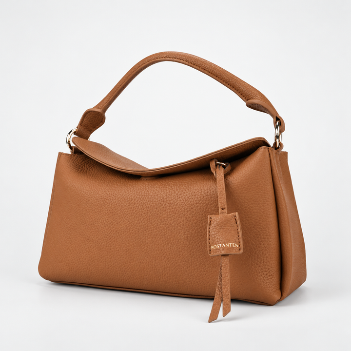 Magnetic Flap Soft Pillow Bag Handbag Crossbody - Pebbled Leather in Brown - view 3