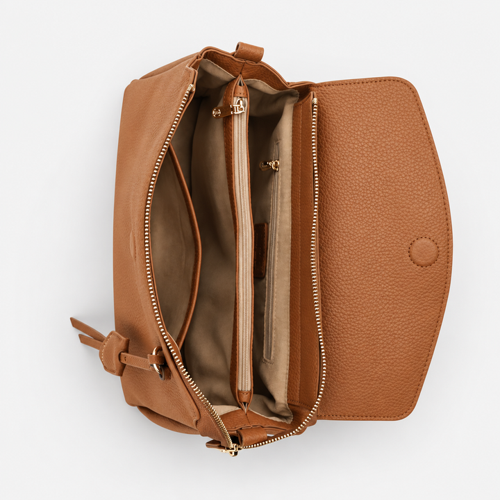 Magnetic Flap Soft Pillow Bag Handbag Crossbody - Pebbled Leather in Brown - view 9