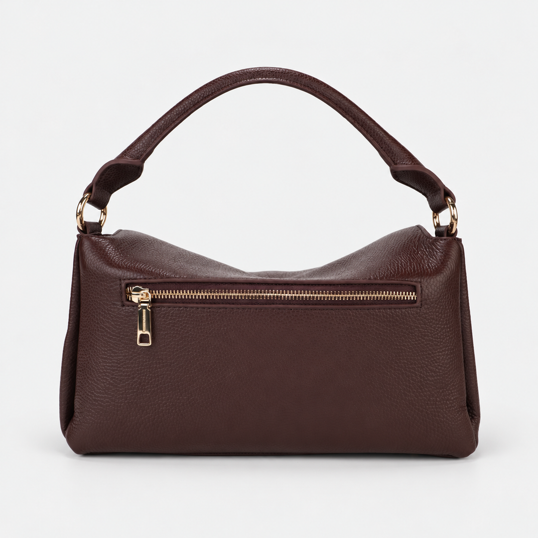 Magnetic Flap Soft Pillow Bag Handbag Crossbody - Pebbled Leather in Burgundy - view 4