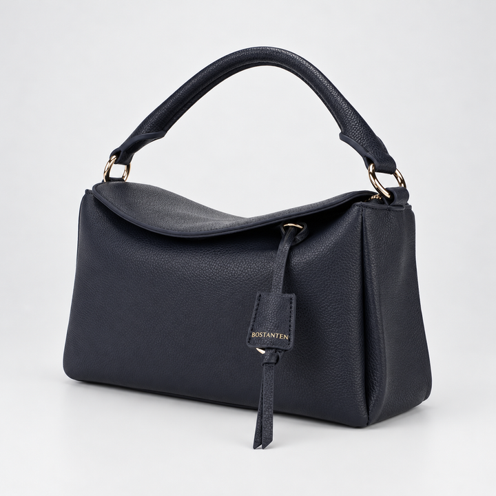 Magnetic Flap Soft Pillow Bag Handbag Crossbody - Pebbled Leather in Navy Blue - view 3