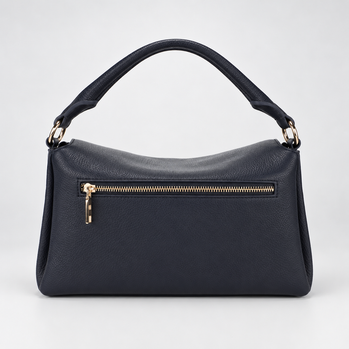 Magnetic Flap Soft Pillow Bag Handbag Crossbody - Pebbled Leather in Navy Blue - view 5