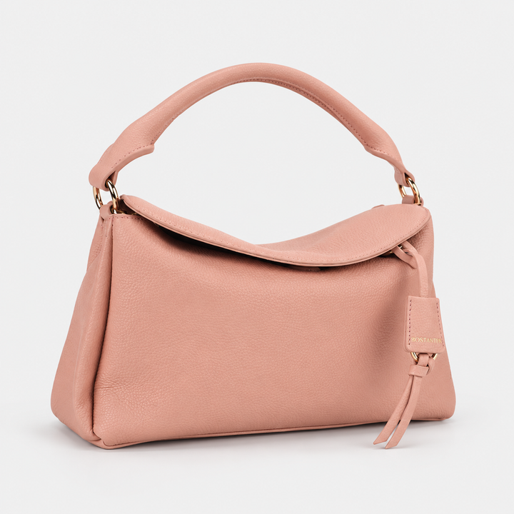 Magnetic Flap Soft Pillow Bag Handbag Crossbody - Pebbled Leather in Pink - view 3
