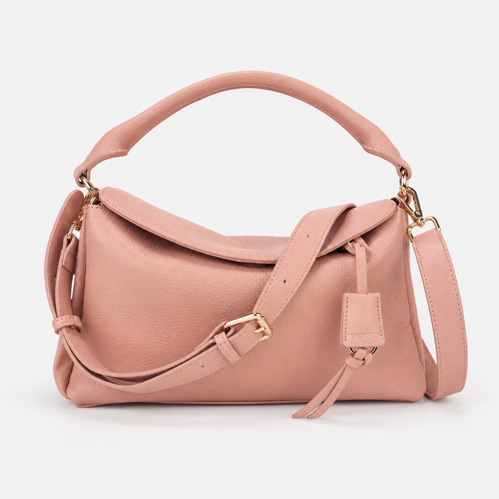Magnetic Flap Soft Pillow Bag Handbag Crossbody - Pebbled Leather in Pink - view 4