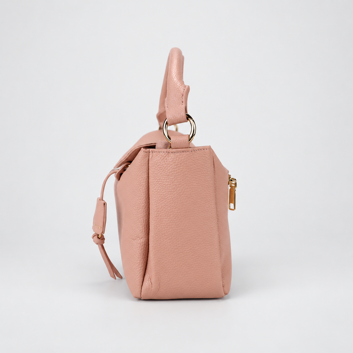 Magnetic Flap Soft Pillow Bag Handbag Crossbody - Pebbled Leather in Pink - view 5