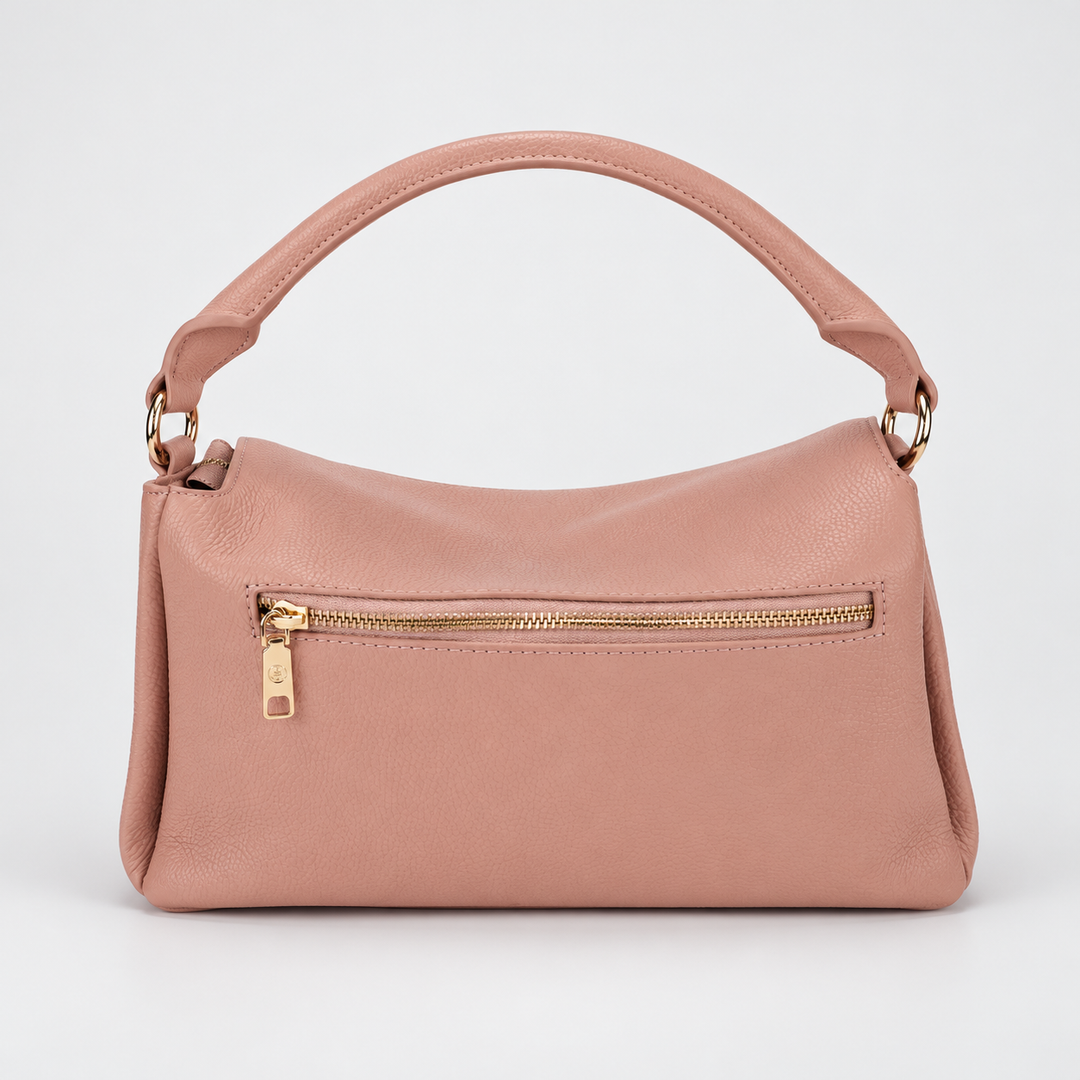 Magnetic Flap Soft Pillow Bag Handbag Crossbody - Pebbled Leather in Pink - view 6