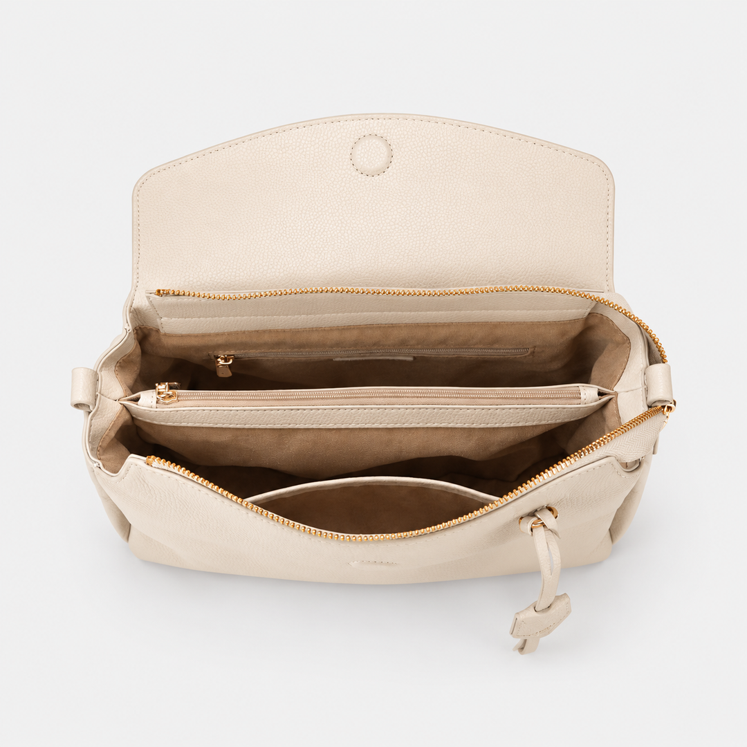 Magnetic Flap Soft Pillow Bag Handbag Crossbody - Pebbled Leather in White - view 6