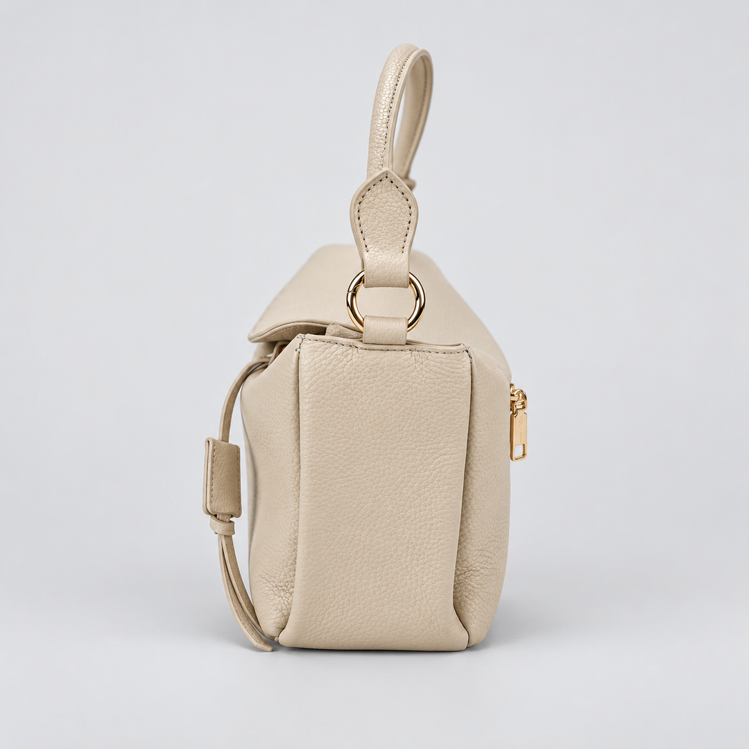 Magnetic Flap Soft Pillow Bag Handbag Crossbody - Pebbled Leather in White - view 7