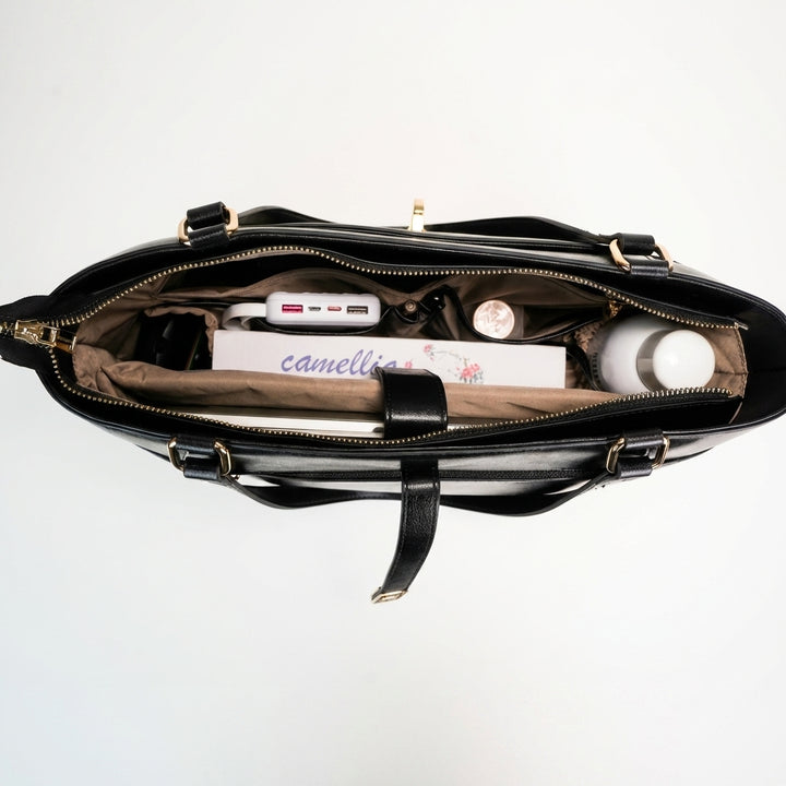 Carol Sequence Genuine Leather Tote Briefcase