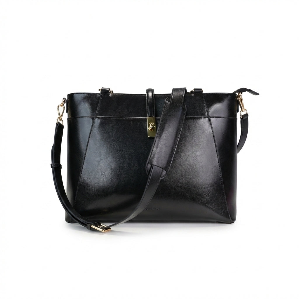 Carol Sequence Genuine Leather Tote Briefcase