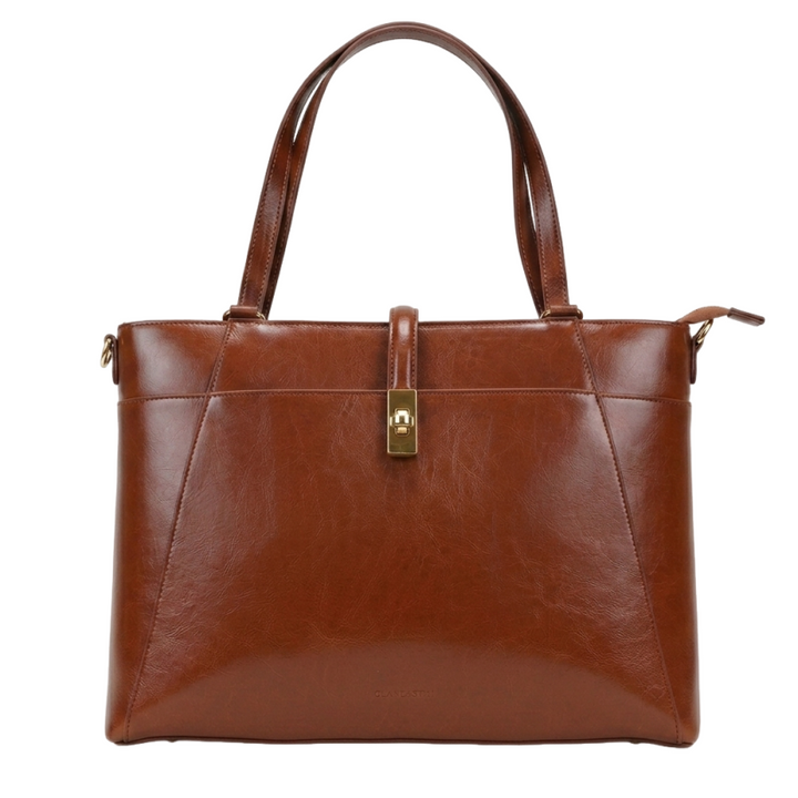 Carol Sequence Genuine Leather Tote Briefcase