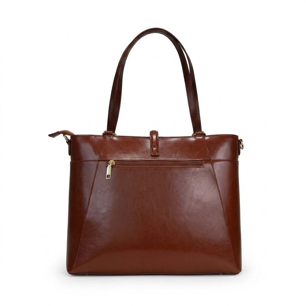 Carol Sequence Genuine Leather Tote Briefcase