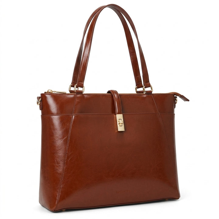 Carol Sequence Genuine Leather Tote Briefcase