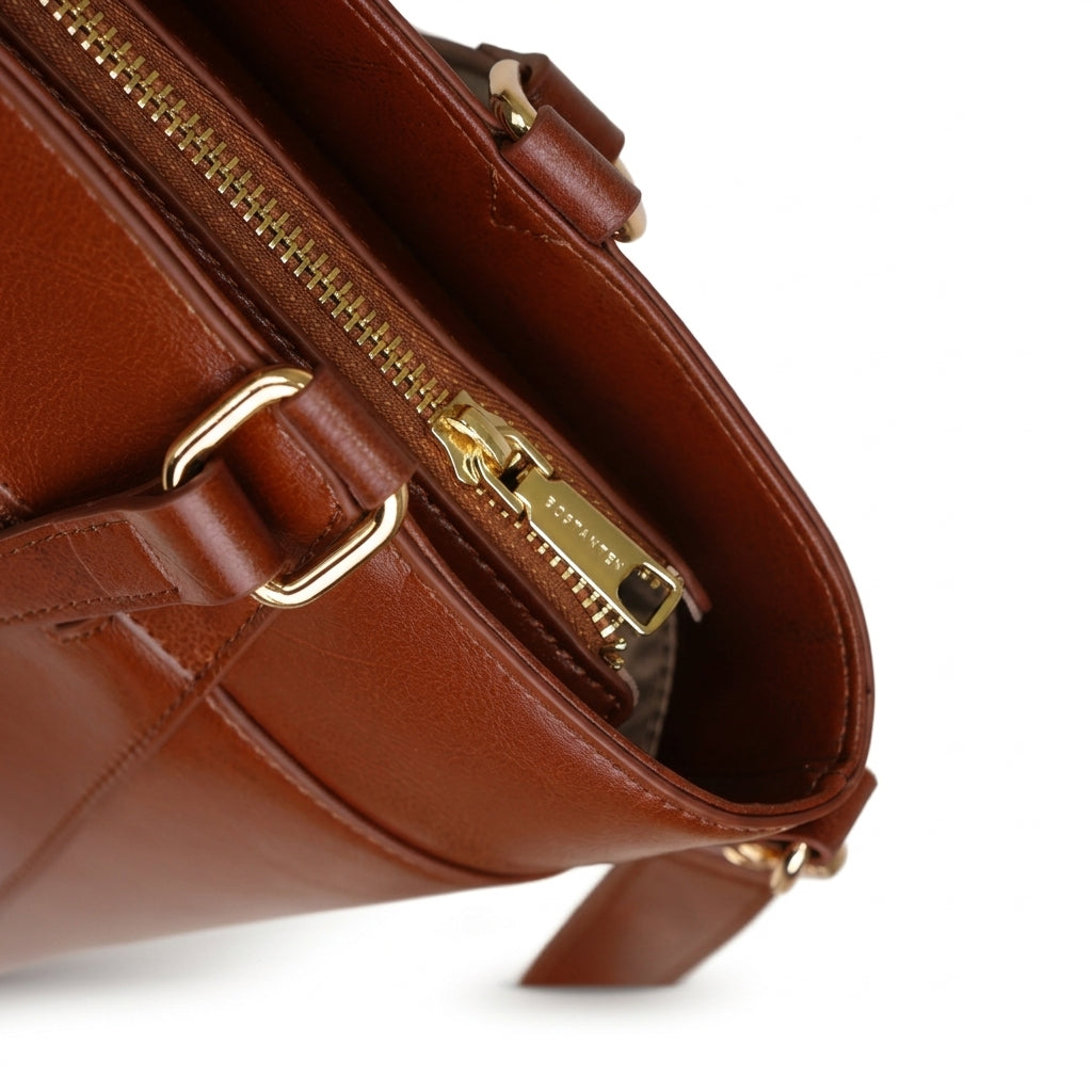 Carol Sequence Genuine Leather Tote Briefcase