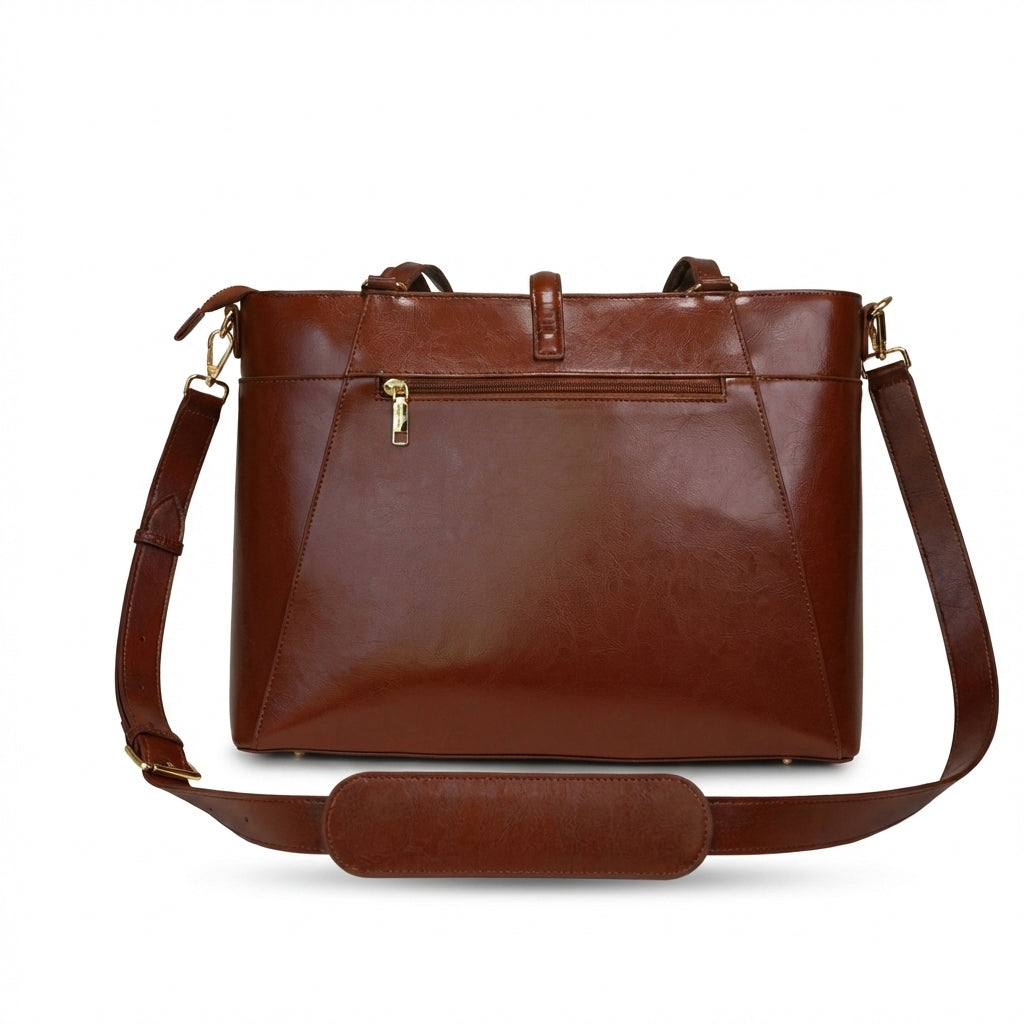 Carol Sequence Genuine Leather Tote Briefcase