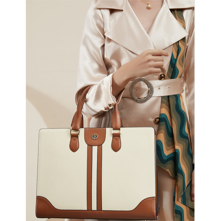 Stroud Vintage Leather Briefcase — Fashion Round - BOSTANTEN