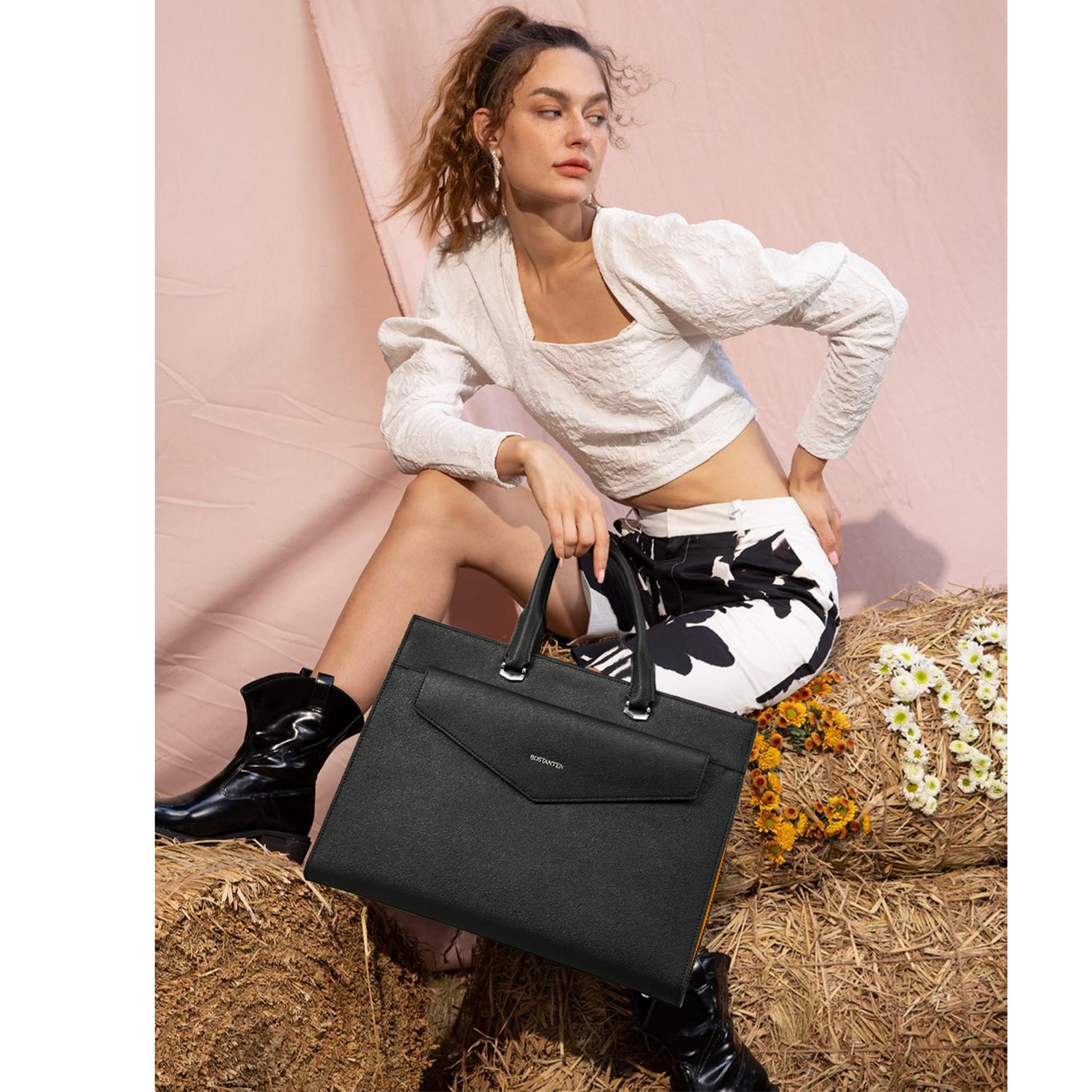Mizuki Modern-Style Leather Briefcase — Bostanten – BOSTANTEN