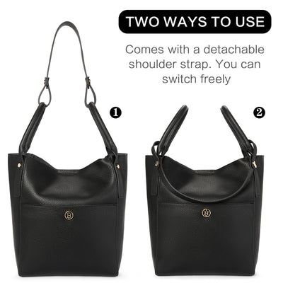 BOSTANTEN Women Handbags Leather Purses Designer Hobo Bucket Tote Bags with Zipper Pouch - BOSTANTEN