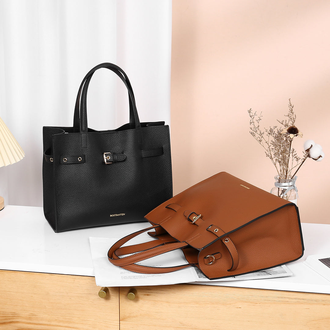 BOSTANTEN Women Handbags Purses Leather Tote Bags Designer Fashion Top Handle Crossbody Bags with Zipper Pouch - BOSTANTEN