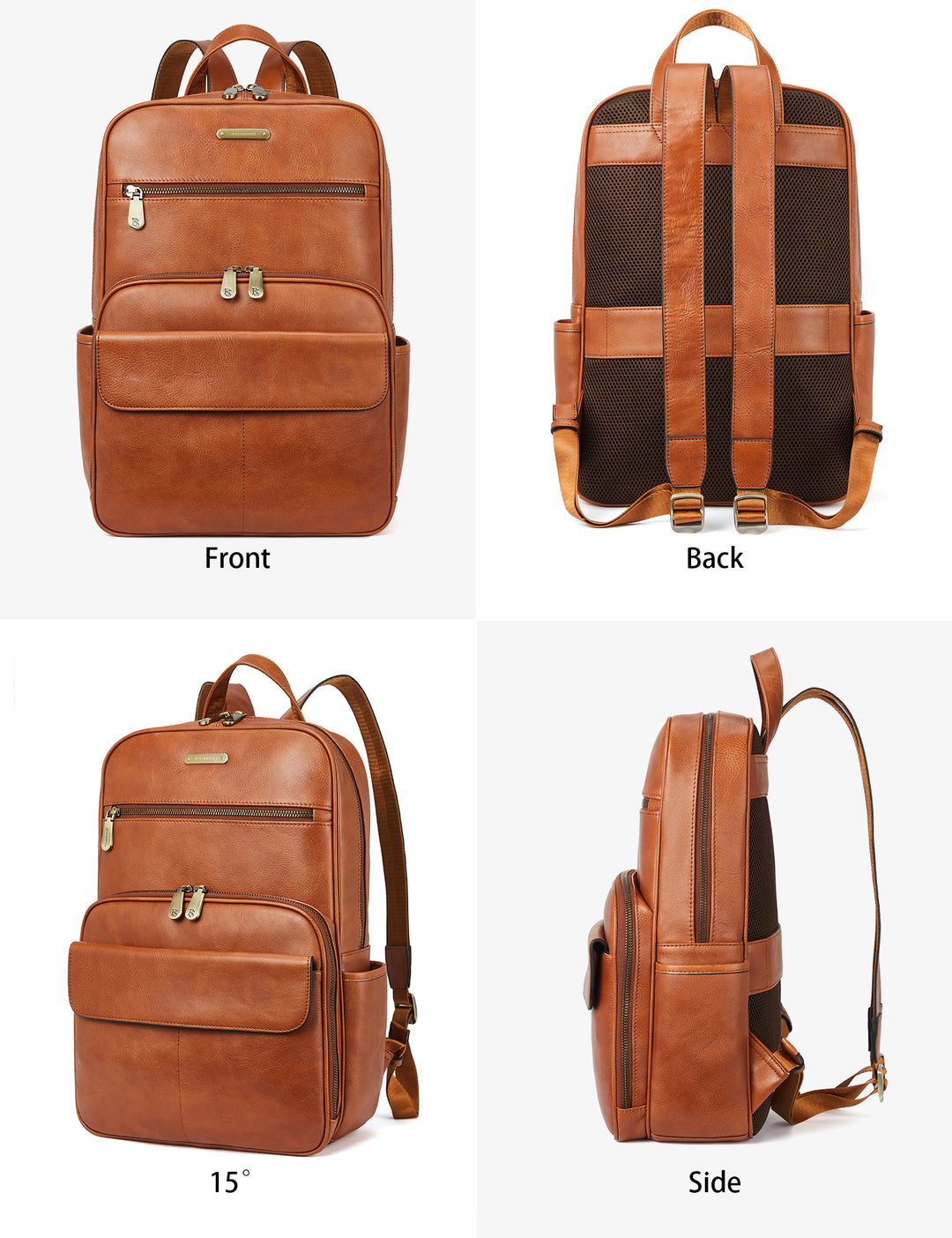 Slim Brown Leather 15.6 Inch Laptop Backpack