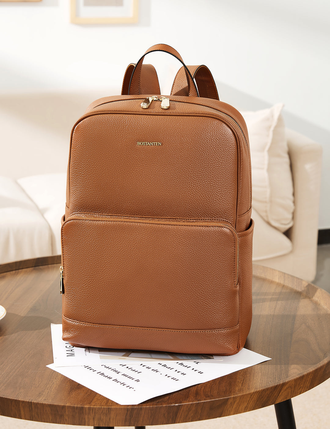 BOSTANTEN Leder-Laptop-Rucksack für Frauen 15,6 Zoll Computertasche Co