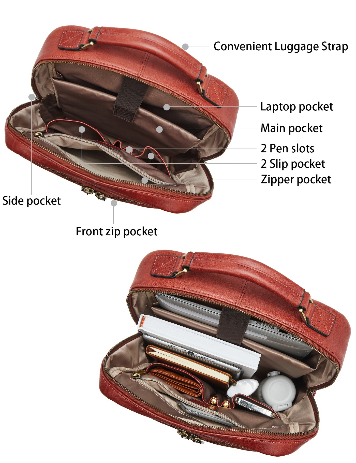 Multifunctional Designer Men's Leather Backpack -- Big and Light