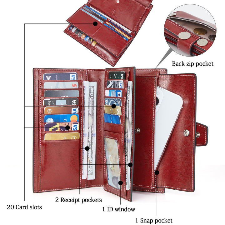 Lomy RFID Genuine Leather Wallet — Checkbook - BOSTANTEN