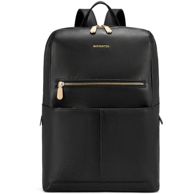 BOSTANTEN Leather Laptop Backpack for Women 15.6 inch Computer Bag College Shoulder Bag Casual Daypack Travel Bag