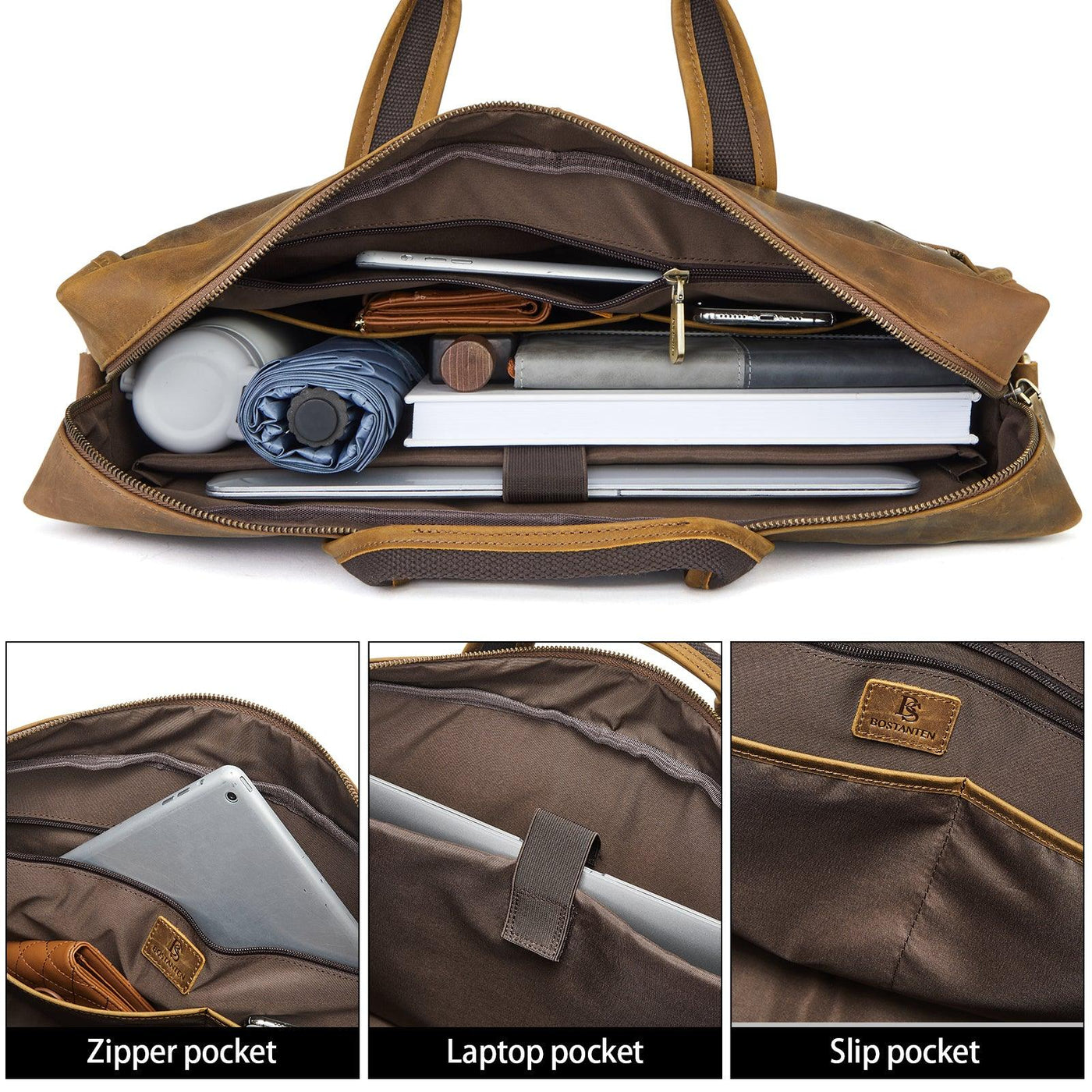 17 inch Men's Briefcase Messenger Bag — Business Lawyer - BOSTANTEN