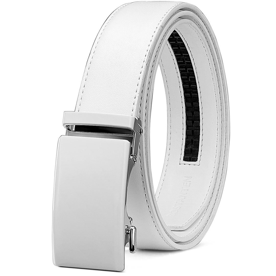 Leather Ratchet Dress Belt with Sliding Adjustable Buckle Leather Ratchet Dress Belt with Sliding Adjustable Buckle