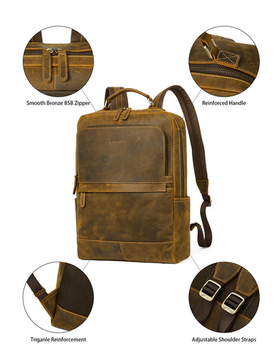 Men's Large Retro Business Backpack for 15.6-inch Laptops