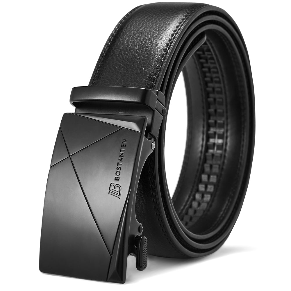 Bostanten Mens Black Leather Belt Without Holes Suit With Waist Belt - BOSTANTEN