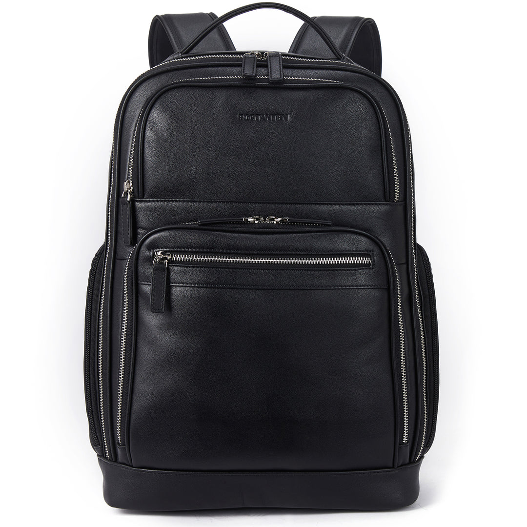 Premium Black Leather 15.6inch Laptop Backpack For Men Premium Black Leather 15.6inch Laptop Backpack For Men