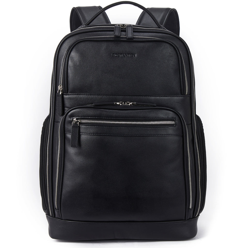 Stylish and Practical 15.6 Inch Leather Laptop Backpack - Black