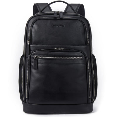 Premium Black Leather 15.6inch Laptop Backpack for Men