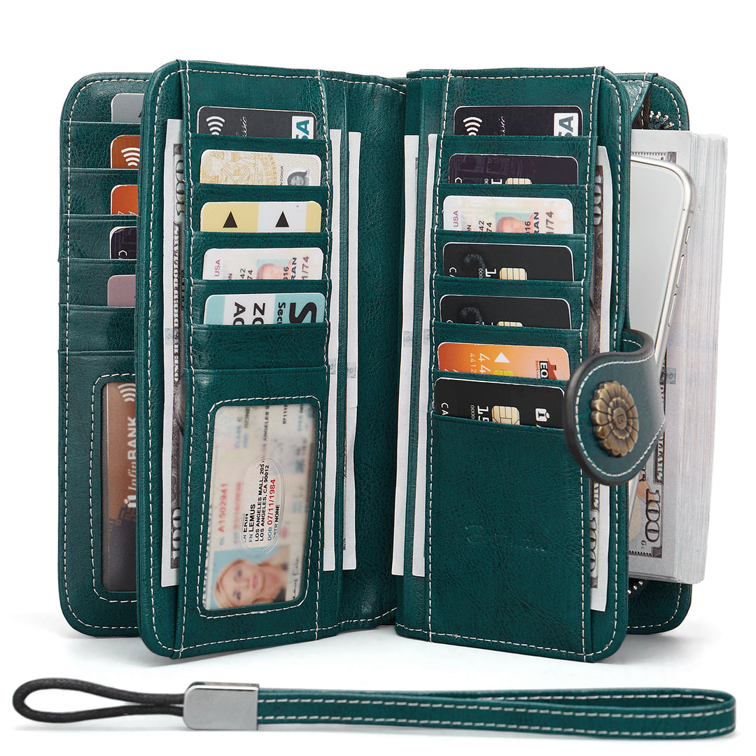 Lomy Big Clutch Wallet For Women With Wristlet — Bostanten – BOSTANTEN