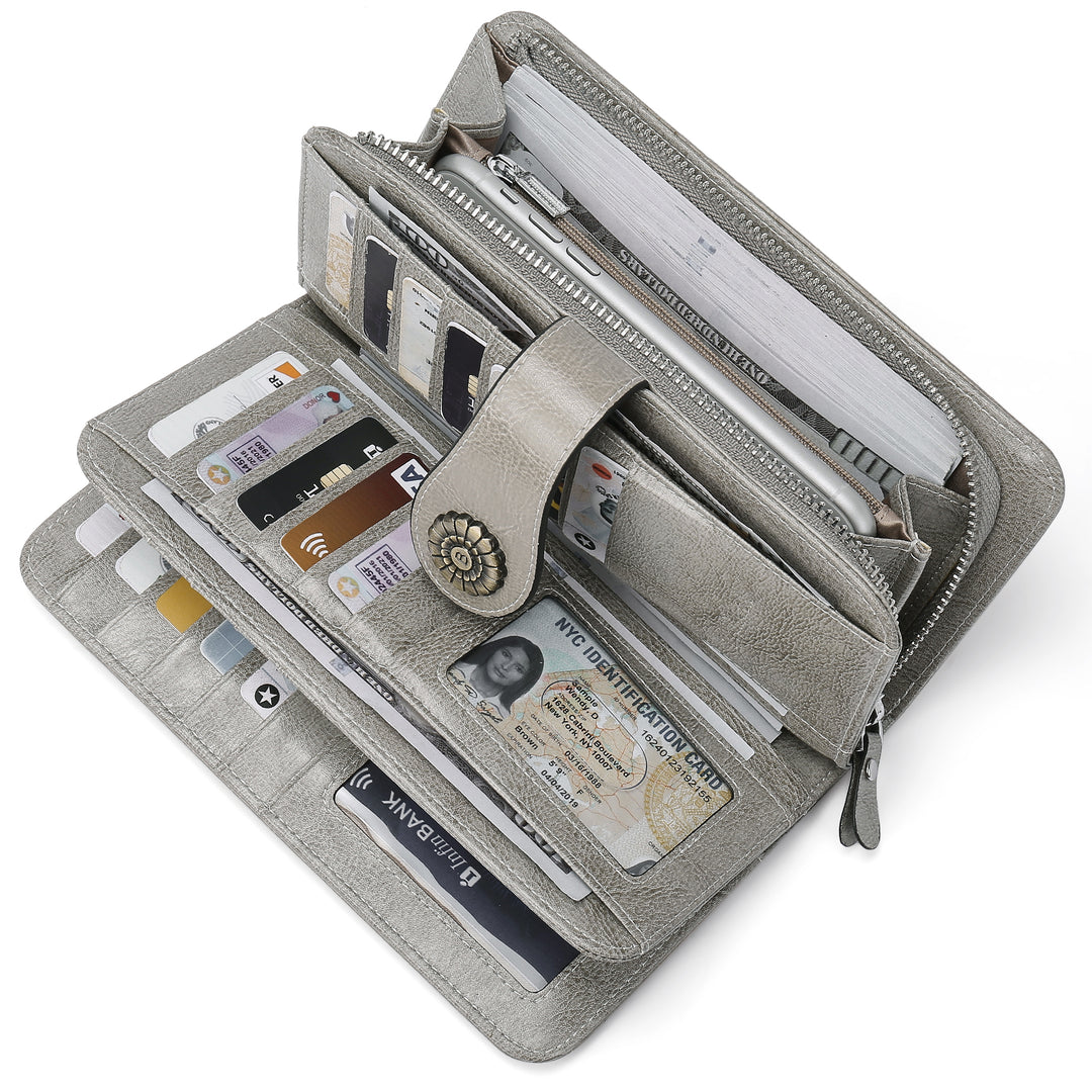 Lomy Big Clutch Wallet For Women With Wristlet — Bostanten – BOSTANTEN