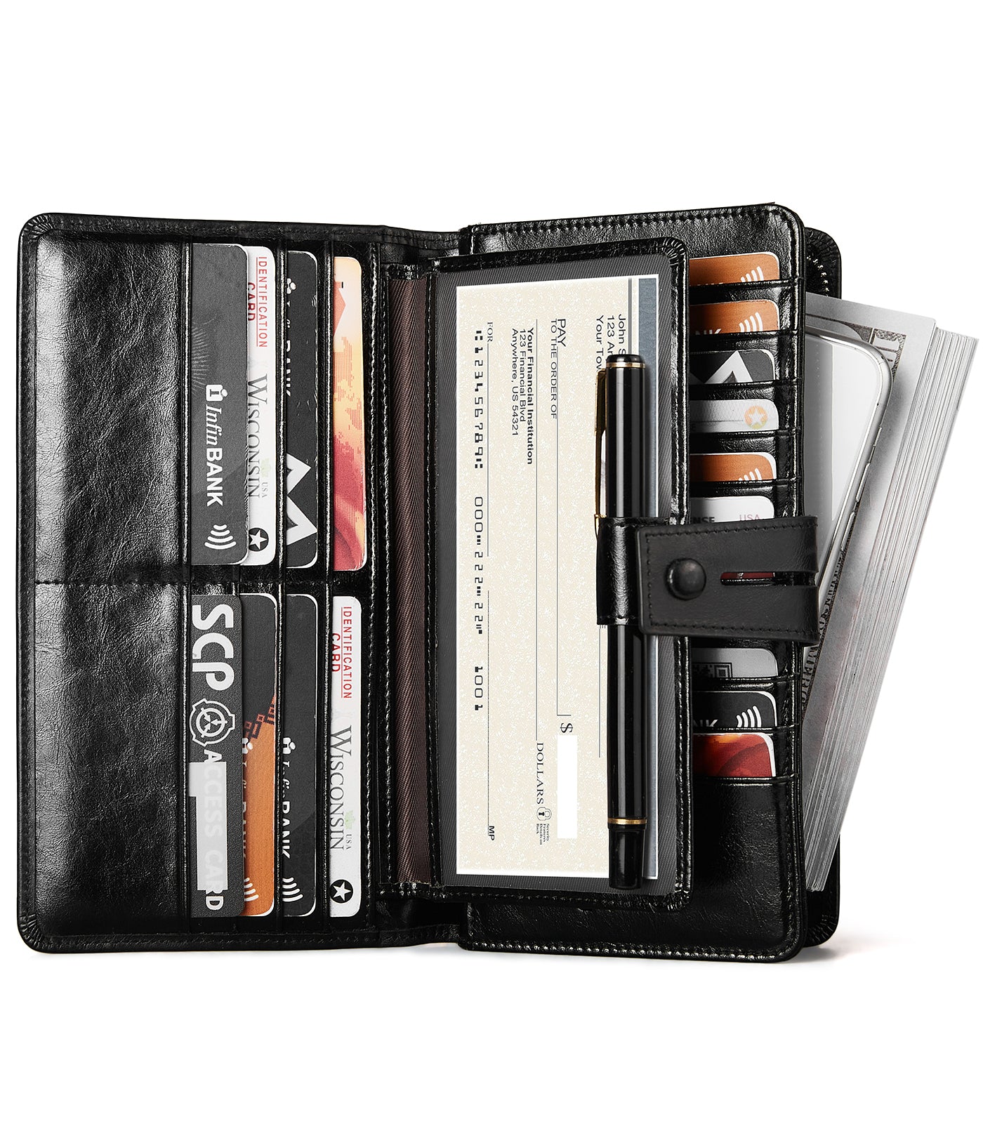 Lnna Checkbook Wallet Large Capacity Cash Cluth Purses —— Bostanten ...
