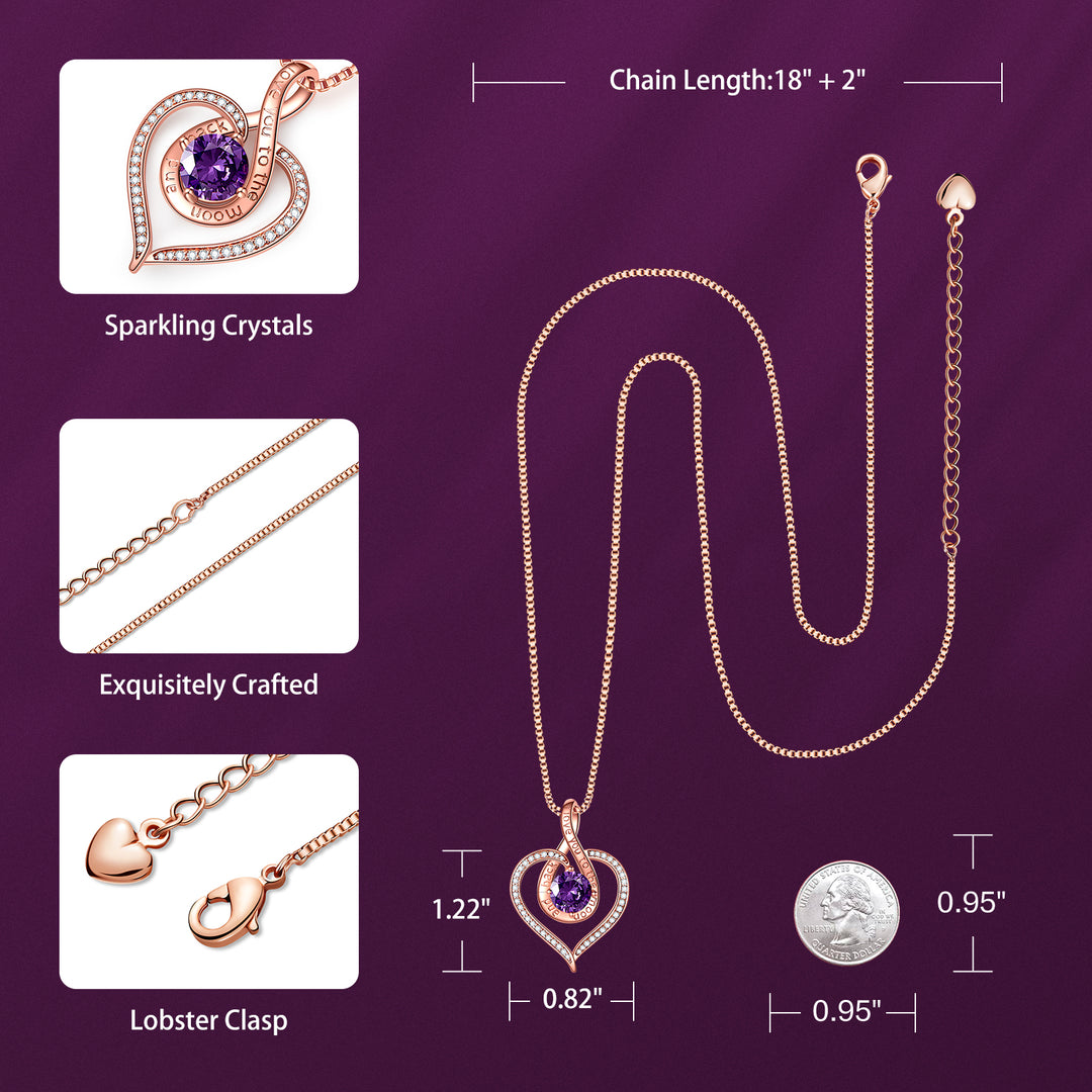 BOSTANTEN Love Heart Pendant Necklaces for Women Silver Rose Gold Tone Crystal Birthstone Birthday Jewelry Gifts for Women, 18"+2" - BOSTANTEN