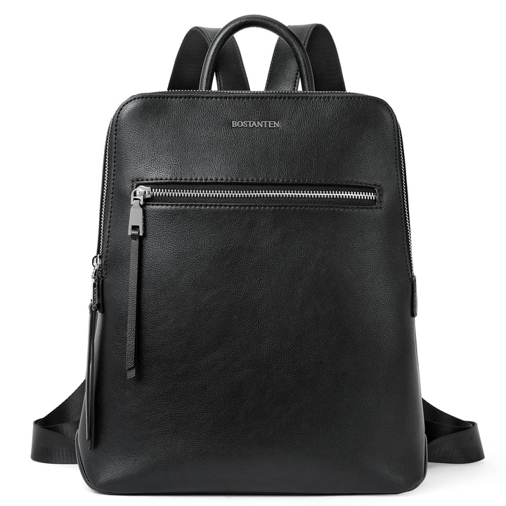 Nombongo Soft Leather Backpack — Pitch-Black - BOSTANTEN